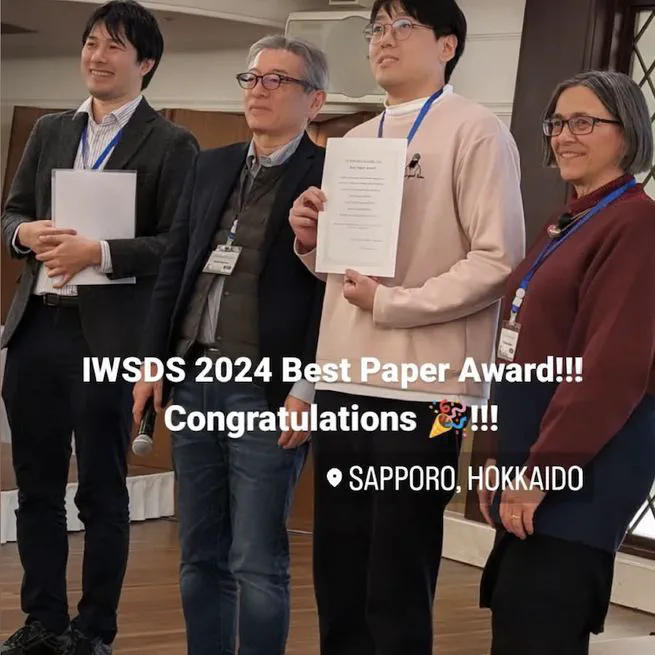 🎉 Our work received the Best Paper Award at IWSDS 2024